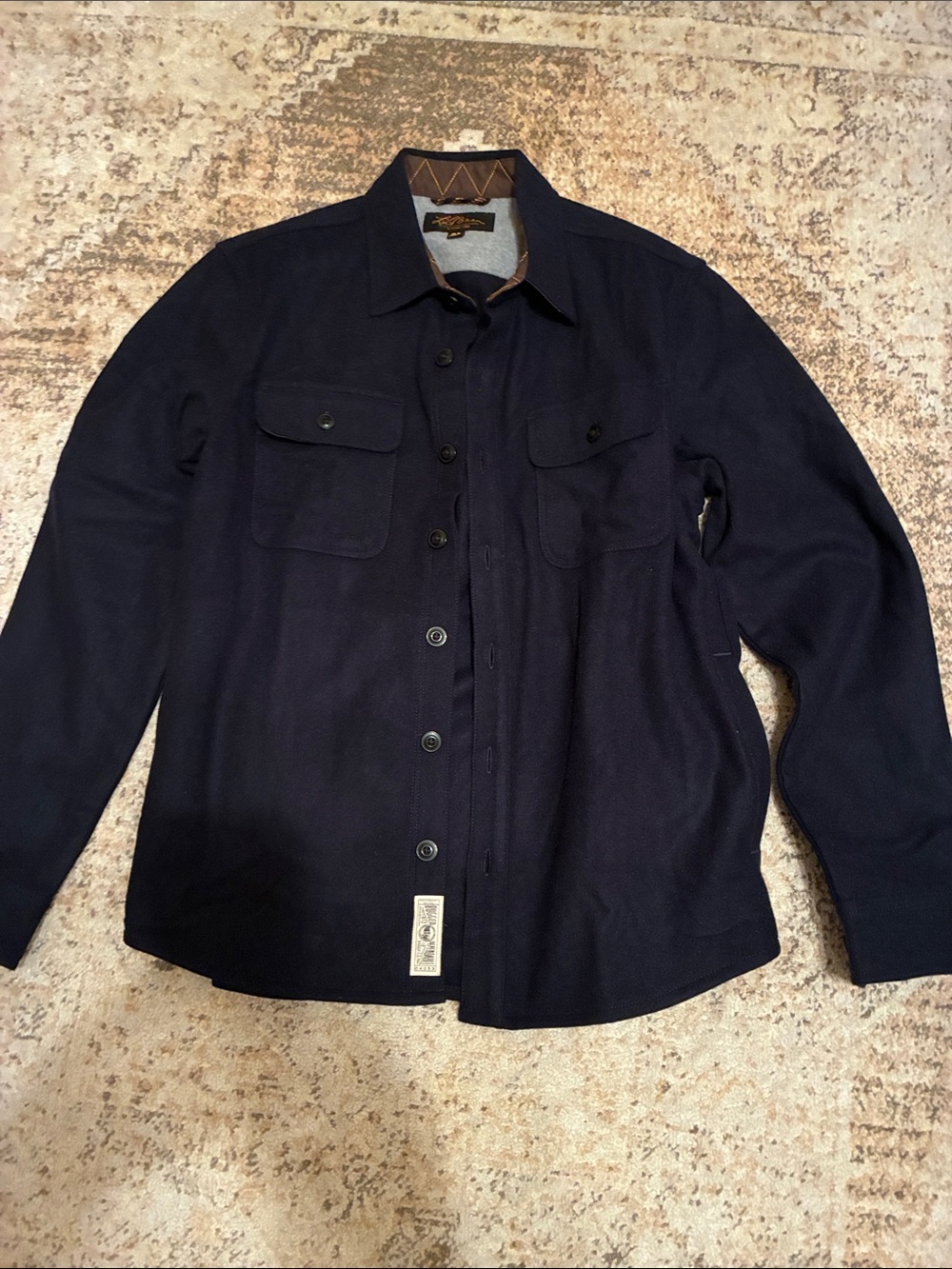 LL Bean Mens Signature Line  Navy Blue Lightweight Shirt Jacket